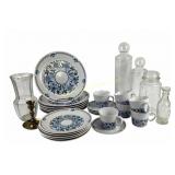 Noritake Blue Moon China, Princess House Etched Gl