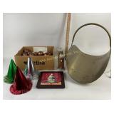 Christmas Ornaments, Lighted House, Trivet, Brass