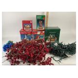 Porcelain Lighted Houses, Berry Garland, Lights