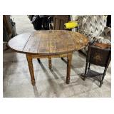 Wood dropleaf dining table, smoking stand