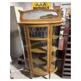 Curved glass curio cabinet hutch
