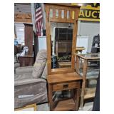 Wood Mission Style Hall Tree With Mirror