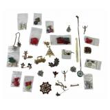 Costume Jewelry: Cat and mouse pin, penguin pin,