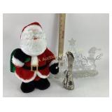 Santa Figurine, Snowman Decoration, Silver plated