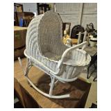 White Wicker Doll Cradle