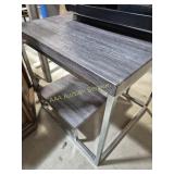 Grey Wood Grain & Metal 2 Tier Side Table (24 in.
