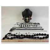 Costume Jewelry: Macys Metal Necklace, Black bead