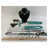 Costume Jewelry: Turquoise like stone necklaces,