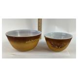 Pyrex Mixing Bowls, Gold and White