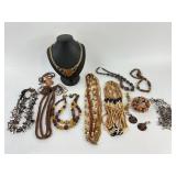 Costume Jewelry: Gold Tone Choker, Metal and Stone