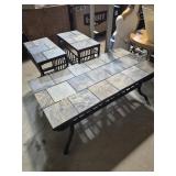 Slate Tile Top Tables With Wrought Iron Base &