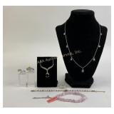 Sterling Silver .925 Black stone necklace, 6.45g