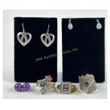 .925 Sterling Silver Heart earrings, 5.94g TW