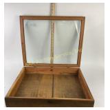 Wooden Display Case with Glass Top
