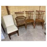 4 chairs, 3 wood, 1 fabric