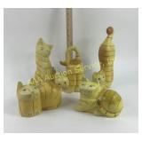 Wooden Cat Figurines