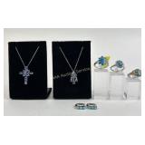 Sterling Silver .925 marked blue stone cross