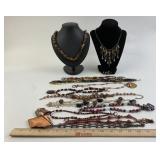Costume Jewelry: Napier Wood necklace, Stone and