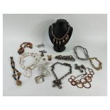 Costume Jewelry:  Copper colored stone necklace,