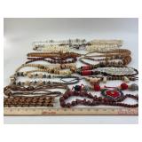 Costume Jewelry: Wooden necklaces, Pearl like