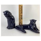 Frankoma USA Blue Panther Figurines