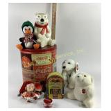 Coca-Cola Tin, Plush Polar Bears, Penguin, yo-yo