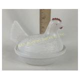 Milk Glass Hen Covered Dish