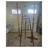 Wood Hall Coat Trees (2) & Wood Easel