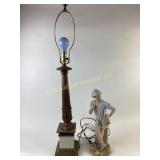 Table Lamp With Decorative Column, Porcelain Figur