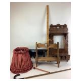 Eastlake Mirror Shelf, Doll Bench, Cane, Lampshade