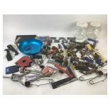 Plumbing Fittings, Tools, Metal Parts, Glass Jars