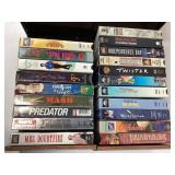 VHS Case with 22 VHS Tapes; Twister, Mrs Doubtfire