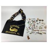 Sarasota Florida Fabric, Baseball Earrings & Lapel