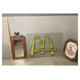 McDonaldï¿½s Sign, Farmhouse Mirror, Framed Embroide