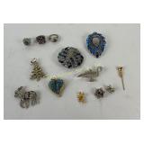 Rhinestone Brooches, Rings, Pins