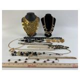 Gold Tone Costume Jewelry: Braided chain necklace,