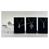 Sterling Silver .925 Blue stone Necklaces 9.96g TW