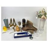 Wooden Kitchen Utensils, Carved Statue, Brass Item