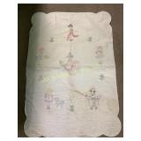 Hand-Stitched Quilt With Embroidered Figures