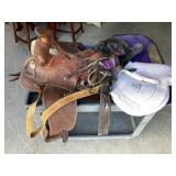 Toklat Medallion Saddle Pad, Tooled Leather Saddle