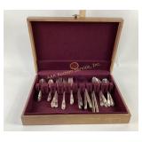 Silver-Plated Flatware Set in Wooden Box