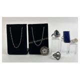 .925 Sterling Silver Pendant 4.09g, TW (4) rings,