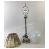 Table Lamp with Horn Shade, Glass Globe