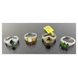 (4) 925 Sterling Silver Rings featuring Yellow and