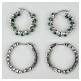 (2) Pairs of 925 Sterling Silver Hoop Earrings fea