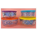 (4) Pyrex Disney 100 Bowl Set