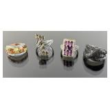(4) 925 Sterling Silver Rings featuring Different