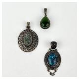 (3) 925 Sterling Pendants with Gemstones