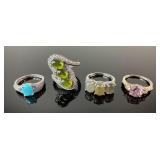 (4) 925 Sterling Silver Rings featuring Different