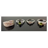 (4) 925 Sterling Silver Rings featuring Different